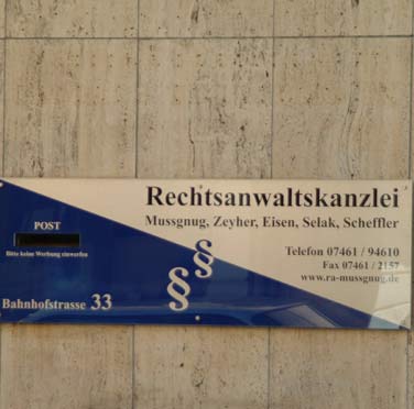 rechtsanwaltskanzlei mussgnug, zeyher, eisen, tuttlingen